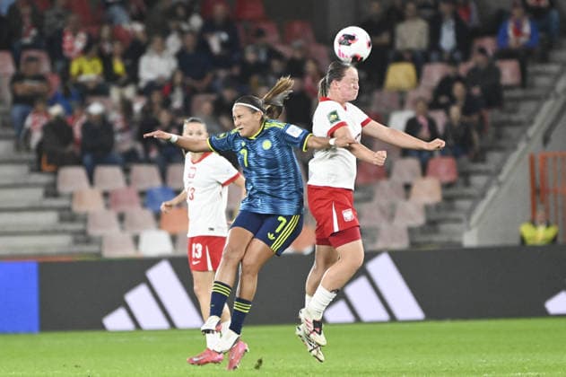 SOCCER - FIFA World Cup, WM, Weltmeisterschaft, Fussball - U-20 Women s - Poland vs. Colombia Photo by IPA ABACAPRESS.COM88644679 - Isabella Diaz (COL) and Martyna Bartczak (POL) during the Round of 16 match between England and Nigeria at the FIFA U-20 Women’s World Cup, held in Bielsko-Biala, Poland, on September 17, 2026 Bielsko-Biala Poland  Copyright: xIPAxSport ABACAx