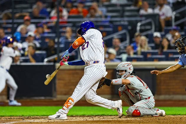 MLB, Baseball Herren, USA Philadelphia Phillies Vs. New York Mets New York Mets Mark Vientos 27 singles during the seventh inning of a baseball game against the Philadelphia Phillies at Citi Field in Corona, on September 17, 2026. Flushing N.Y. United States  Copyright: xGordonxDonovanx originalFilename:donovan-mlbphila260917_npDr2.jpg