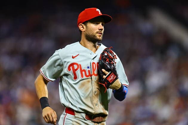MLB, Baseball Herren, USA Philadelphia Phillies Vs. New York Mets Philadelphia Phillies shortstop Trea Turner 7 comes off the field during the seventh inning of a baseball game against the New York Mets at Citi Field in Corona, on September 17, 2026. Flushing N.Y. United States  Copyright: xGordonxDonovanx originalFilename:donovan-mlbphila260917_npfpB.jpg