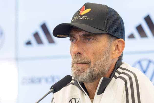 UEFA Nations League 2026–2027 Roster Announcement Press Conference with National Team Coach Jürgen Klopp National Team Coach Jürgen Klopp speaks to journalists at a press conference on the DFB Campus in Frankfurt am Main on September 17, 2026, Frankfurt am Main, Hesse, Germany, DFB Campus