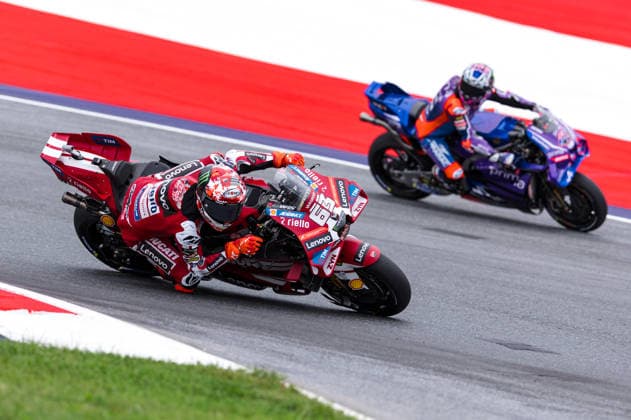 MOTORSPORTS - MotoGP, GP of Austria 2026 SPIELBERG,AUSTRIA,18.SEP.26 - MOTORSPORTS - MotoGP, Grand Prix of Austria, Red Bull Ring, practice. Image shows Francesco Bagnaia (ITA Ducati Lenovo Team) and Jack Miller (AUS Prima Pramac Yamaha MotoGP).  GEPAxpictures xMaticxKlansek
