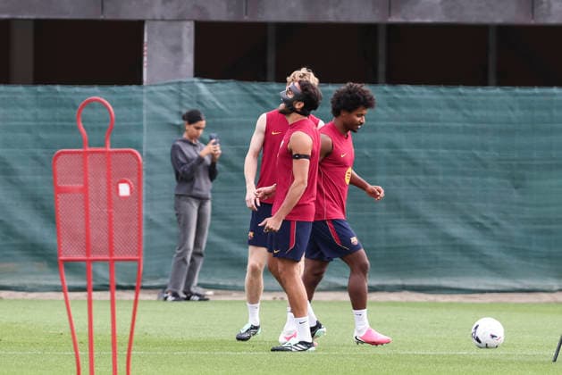 September 18, 2026, Sant Joan Despi, Barcelona, Spain: Eric Garcia and Karim Adeyemi during the training day of FC Barcelona, Barca ahead the Spanish League, Laliga EA Sports, football match against Sevilla FC at Ciudad Esportiva Joan Gamper on September 18, 2026 in Sant Joan Despi, Barcelona, Spain. FC Barcelona Training And press conference, PK, Pressekonferenz - LaLiga EA Sports - ZUMAa181 20260918_zaa_a181_001 Copyright: xJavierxBorregox
