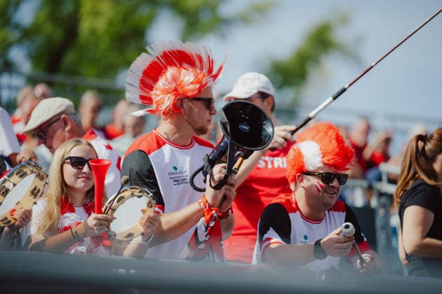 TENNIS - Davis Cup, AUT vs BEL VIENNA,AUSTRIA,18.SEP.26 - TENNIS - ITF Davis Cup, qualification round 2, Austria vs Belgium. Image shows fans of Austria.  GEPAxpictures xAlexanderxSolc