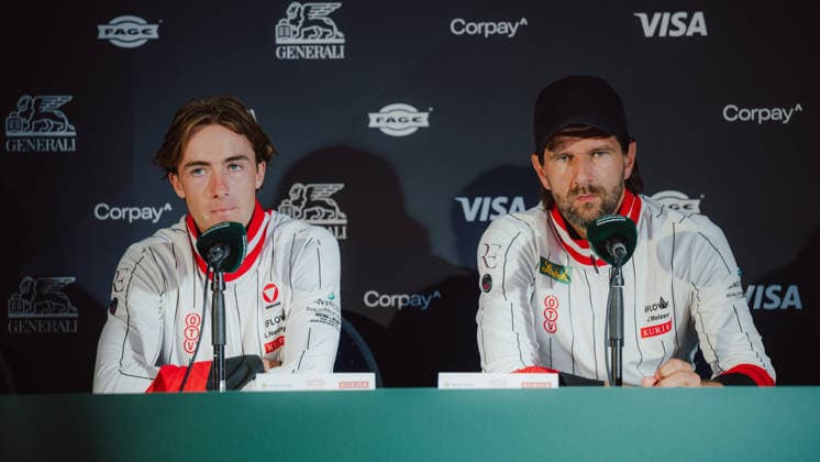 TENNIS - Davis Cup, AUT vs BEL VIENNA,AUSTRIA,18.SEP.26 - TENNIS - ITF Davis Cup, qualification round 2, Austria vs Belgium. Image shows Lukas Neumayer and sporting director Juergen Melzer (OETV) during an interview.  GEPAxpictures xAlexanderxSolc