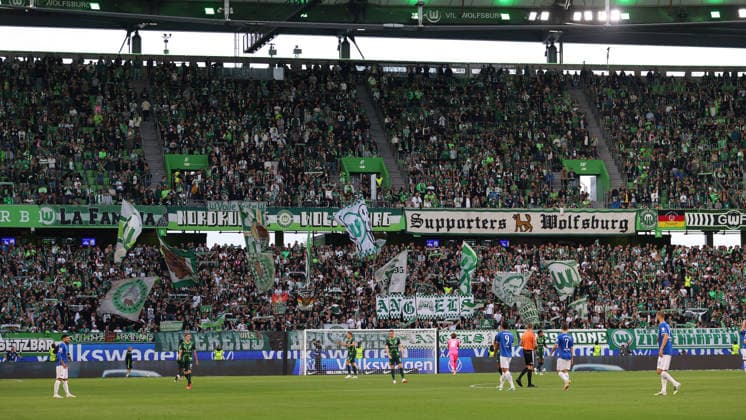 VfL vs. Darmstadt, 2. Bundesliga Wolfsburg, September 18, 2026, Soccer, Men s, 2. Bundesliga, 2026–2027 Season, VfL Wolfsburg vs. SV Darmstadt 98, VfL Fan Section. DFL and DFB regulations prohibit any use of photographs as image sequences and or quasi-video. Volkswagen Arena, Lower Saxony, Germany