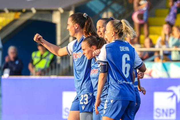 Chiara Marie Hahn, TSG 1899 Hoffenheim, 23, scorer of the 1-0 goal; goal and goal celebration; gestures; joy; emotions; Vanessa Diehm, TSG 1899 Hoffenheim, 6; soccer; Google Pixel; Women s Bundesliga; Matchday 5; TSG 1899 Hoffenheim vs. VfL Wolfsburg on September 18, 2026, at the Dietmar Hopp Stadium in Hoffenheim, Germany; Hoffenheim, Dietmar Hopp Stadium, Germany Copyright: xFranzxReindelx