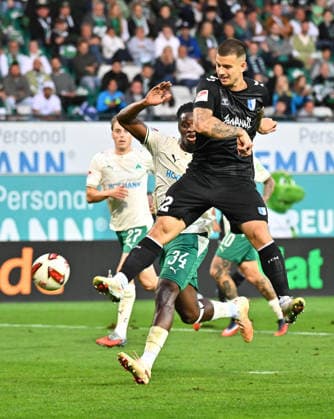 September 18, 2026 Soccer Season 2026–2027, Bundesliga 2, Matchday 6: SpVgg Greuther Fürth vs. Kleeblatt FC Magdeburg, FCM Sports Photo by Zink MeZi xmexzix. DFL regulations prohibit any use of photographs as image sequences and or quasi-video; for editorial use only. Mateusz Zukowski (22), FC Magdeburg, in front of Hendry Blank (34), SpVgg Greuther Fürth