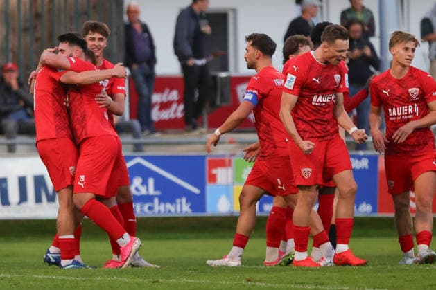 September 18, 2026, Soccer, Men s, 2026–2027 Season, Bavarian Regional League, Matchday 10: TSV Buchbach vs. FC Schweinfurt 05; TSV Buchbach celebrates a 1–0 victory at the Buchbach SMR Arena, Bavaria, Germany