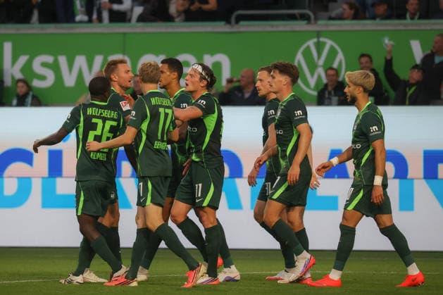 September 18, 2026, xgox, Soccer, 2. Bundesliga, VfL Wolfsburg vs. SV Darmstadt 98, Robert Glatzel (Wolfsburg), celebrating after scoring the 2-1 goal, Goal celebration, celebrating the goal, DFL and DFB regulations prohibit any use of photographs as image sequences and or quasi-video, Wolfsburg