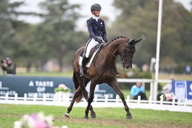 RECORD DATE NOT STATED 18th September 2026; Blenheim Palace, Woodstock, Oxfordshire, England; Blenheim Palace International Horse Trials, Day 2; Hidden Gold ridden by Kelli Frewin of New Zealand during the dressage SimonxWest