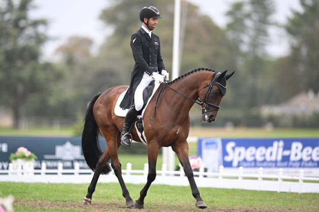 RECORD DATE NOT STATED 18th September 2026; Blenheim Palace, Woodstock, Oxfordshire, England; Blenheim Palace International Horse Trials, Day 2; Sparky Lad ridden by Clarke Johnstone of New Zealand during the dressage SimonxWest