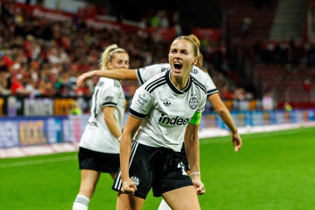 GPFBL, 1 FSV Mainz 05 vs. Eintracht Frankfurt, September 18, 2026, Mainz celebrates Rebecka Blomqvist’s goal to make it 2–3 against Eintracht Frankfurt in the 28th minute of the Google Pixel Women’s Bundesliga match on Matchday 5 of the 2026–27 season between 1 FSV Mainz 05 and Eintracht Frankfurt at the MEWA Arena, Mainz, September 18, 2026 Copyright: xBEAUTIFULxSPORTS Hahnex