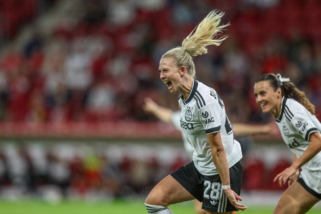 GER, Mainz, FSV Mainz 05 vs. Eintracht Frankfurt, Google Pixel Women s Bundesliga, Soccer, DFB, 2026–2027 Season, MEWA Arena, Matchday 5 in Pictures: Rebecka Blomqvist, Eintracht Frankfurt Women, 28, Goal, Celebration and Joy, Emotions, 3–2. DFB and DFL regulations prohibit any use of photographs as image sequences and or quasi-video. September 18, 2026 Copyright: HMBxMedia HendrikxHamelau