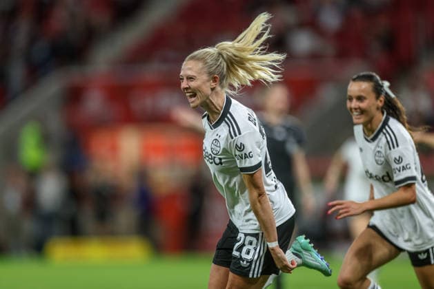 GER, Mainz, FSV Mainz 05 vs. Eintracht Frankfurt, Google Pixel Women s Bundesliga, Soccer, DFB, 2026–2027 Season, MEWA Arena, Matchday 5 in Pictures: Rebecka Blomqvist, Eintracht Frankfurt Women, 28, Goal, Celebration and Joy, Emotions, 3–2. DFB and DFL regulations prohibit any use of photographs as image sequences and or quasi-video. September 18, 2026 Copyright: HMBxMedia HendrikxHamelau