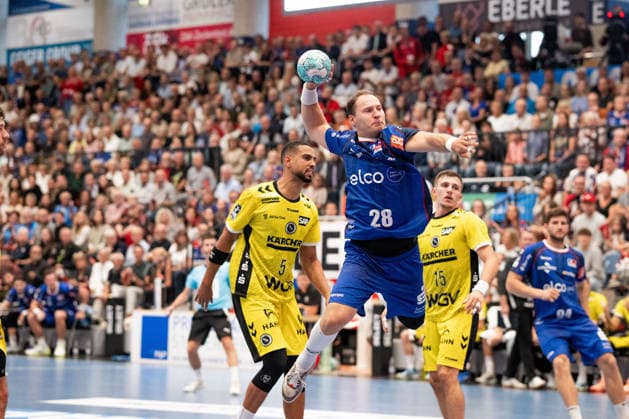 Tobias Heinzelmann, HBW Balingen Weilstetten, 28, HBW Balingen Weilstetten vs. TVB Stuttgart, GER, Opel 1 Handball Bundesliga, Championship, Matchday 5, 2026–2027 Season, September 18, 2026, Eibner Press Photo: Andreas Ulmer, HBW Balingen Weilstetten vs. TVB Stuttgart, GER, Opel 1 Handball Bundesliga, Championship, Matchday 5, 2026–2027 Season, September 18, 2026, Balingen Copyright: xEibner-Pressefoto AndreasxUlmerx EP_AUR