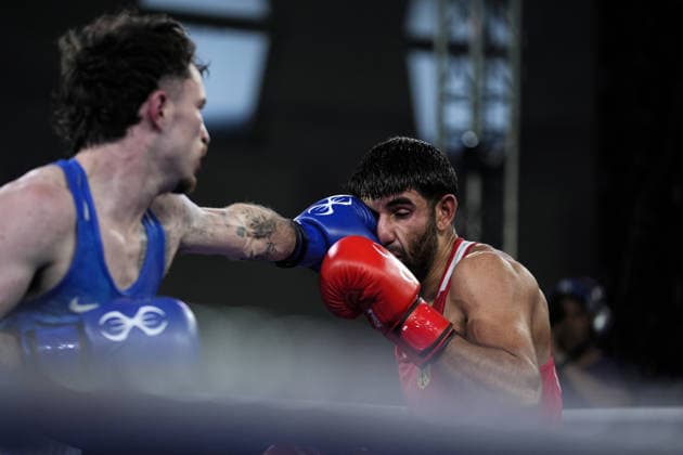 2026 European Boxing Championships in Sofia SOFIA, BULGARIA - SEPTEMBER 18: Dena Clancy (blue) competes against Mohamed Siala (red) in the men s 65kg category at the 2026 European Boxing Championships held at Asics Arena in Sofia, Bulgaria, on September 18, 2026. Osmancan Gurdogan Anadolu Sofia Bulgaria. Editorial use only. Please get in touch for any other usage.  Copyright: x2026xAnadoluxOsmancanxGurdoganx