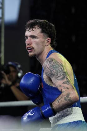 2026 European Boxing Championships in Sofia SOFIA, BULGARIA - SEPTEMBER 18: Dena Clancy (blue) competes against Mohamed Siala (red) in the men s 65kg category at the 2026 European Boxing Championships held at Asics Arena in Sofia, Bulgaria, on September 18, 2026. Osmancan Gurdogan Anadolu Sofia Bulgaria. Editorial use only. Please get in touch for any other usage.  Copyright: x2026xAnadoluxOsmancanxGurdoganx
