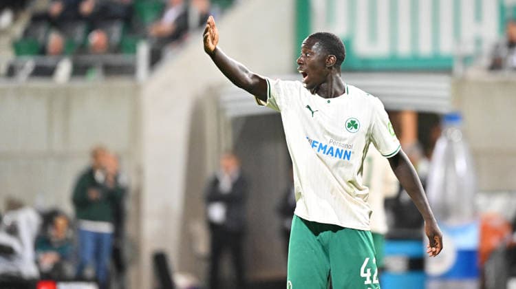 September 18, 2026 Soccer Season 2026–2027, Matchday 2, 2. Bundesliga: SpVgg Greuther Fürth vs. Kleeblatt FC Magdeburg, FCM Sports Photo by Zink MeZi xmexzix. DFL regulations prohibit any use of photographs as image sequences and or quasi-video; for editorial use only. Omar Sillah 42, SpVgg Greuther Fürth