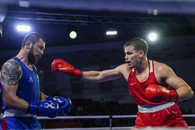 2026 European Boxing Championships in Sofia SOFIA, BULGARIA - SEPTEMBER 18: Leon Kermas (red) of Estonia competes against Andrei Chiriacov (blue) of Moldova in the men s 85kg category during the 2026 European Boxing Championships are held at Asics Arena in Sofia, Bulgaria, on September 18, 2026. Osmancan Gurdogan Anadolu Sofia Bulgaria. Editorial use only. Please get in touch for any other usage.  Copyright: x2026xAnadoluxOsmancanxGurdoganx