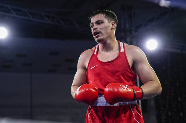 2026 European Boxing Championships in Sofia SOFIA, BULGARIA - SEPTEMBER 18: Leon Kermas (red) of Estonia competes against Andrei Chiriacov (blue) of Moldova in the men s 85kg category during the 2026 European Boxing Championships are held at Asics Arena in Sofia, Bulgaria, on September 18, 2026. Osmancan Gurdogan Anadolu Sofia Bulgaria. Editorial use only. Please get in touch for any other usage.  Copyright: x2026xAnadoluxOsmancanxGurdoganx