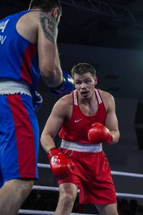 2026 European Boxing Championships in Sofia SOFIA, BULGARIA - SEPTEMBER 18: Leon Kermas (red) of Estonia competes against Andrei Chiriacov (blue) of Moldova in the men s 85kg category during the 2026 European Boxing Championships are held at Asics Arena in Sofia, Bulgaria, on September 18, 2026. Osmancan Gurdogan Anadolu Sofia Bulgaria. Editorial use only. Please get in touch for any other usage.  Copyright: x2026xAnadoluxOsmancanxGurdoganx