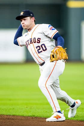 September 17, 2026, Houston, Texas, USA: Houston Astros shortstop NICK ALLEN (20) throws the ball to first base during the ninth inning against the Kansas City Royals at Daikin Park. Houston USA - ZUMAh306 20260917_zsp_h306_022 Copyright: xOscarxHerrerax