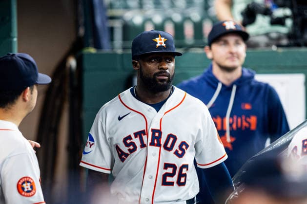 September 17, 2026, Houston, Texas, USA: Houston Astros left fielder TAYLOR TRAMMELL (26) looks on from the dugout before a game against the Kansas City Royals at Daikin Park. Houston USA - ZUMAh306 20260917_zsp_h306_027 Copyright: xOscarxHerrerax
