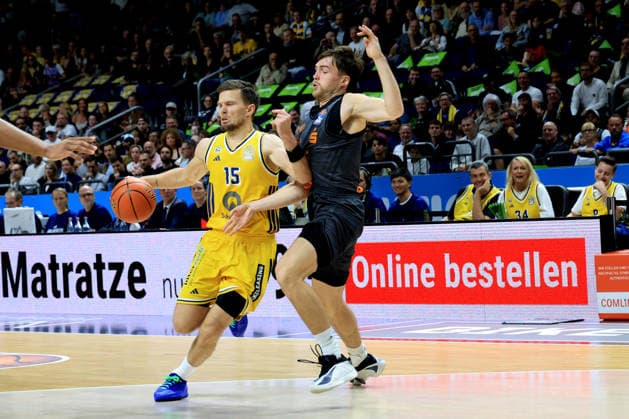 September 18, 2026, Germany, GER, DEU, Basketball, 1st Bundesliga, Day 1, 2026–2027 Season, Berlin, ALBA Berlin vs. Niners Chemnitz, Martin Hermannsson (ALBA Berlin) 15, Elias Roedl (Chemnitz) 11, nordphoto GmbH, Engler Berlin Uber Arena, State: Germany Copyright: xNordphotox xEnglerx