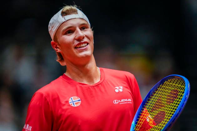 Davis Cup, Norway vs. China, Trondheim, September 18, 2026. Nicolai Budkov Kjaer during the Davis Cup match between Norway and China at Spektrum in Trondheim on Friday evening. Photo: Ole Martin Wold, NTB, Trondheim, Norway. EDITORIAL USE ONLY. RESTRICTED USE FOR BETTING COMPANIES.  Copyright: xOlexMartinxWoldx xNTBx