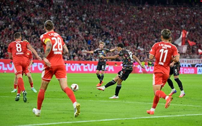 September 18, 2026, 2026–2027 Bundesliga, Matchday 4, FC Bayern Munich vs. 1. FC Union Berlin, at the Allianz Arena in Munich, Jamal Musiala of Bayern Munich breaks away and scores to make it 1–0