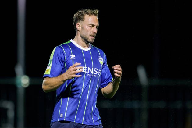 September 18, 2026, xkwix, Soccer, Regionalliga West, SV Rödinghausen vs. FC Gütersloh, Häcker Wiehenstadion, Matchday 9, 2026–2027 Season: Julius Langfeld of FC Gütersloh, looking frustrated and disappointed, throws his hands above his head. DFB regulations prohibit any use of photographs as image sequences and or quasi-video. Photo: xKamilxWilkowskixPressefotoKochx, North Rhine-Westphalia Germany