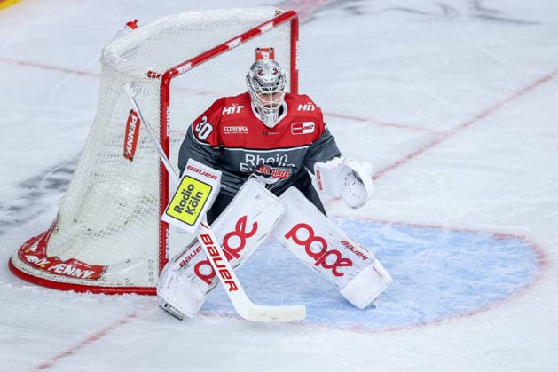 September 18, 2026, Ice Hockey, DEL, Kölner Haie vs. Grizzlys Wolfsburg, Matchday 1, 2026–27 Season, Lanxess Arena, Cologne; Goalie Janne Juvonen, Kölner Haie, 30, North Rhine-Westphalia, Germany