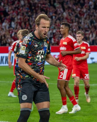 Soccer, Men s, 2026–2027 Season, Bundesliga 1, Matchday 4, FC Bayern Munich 1 FC Union Berlin, Harry Kane (Bayern Munich), Celebrating the 2–0 goal, September 18, 2026, Copyright: xMatthiasxKochx