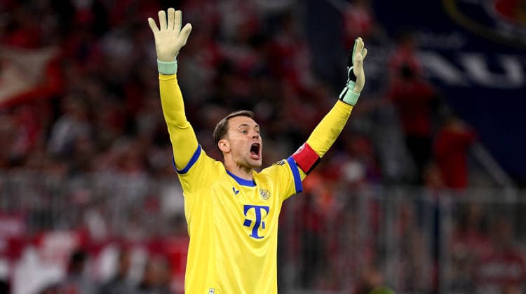 Soccer, Bundesliga 1, 2026–2027 Season, Matchday 4, September 18, 2026: FC Bayern Munich 1, FC Union Berlin. Goalkeeper Manuel Neuer of FC Bayern Munich celebrates.