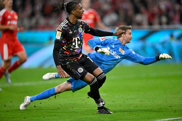 GOAL: 6–0 Michael Olise FC Bayern Munich FCB 17 Shot on goal, scoring chance against goalkeeper Frederik Rönnow 1. FC Union Berlin FCU 01 FC Bayern Munich FCB vs. 1. FC Union Berlin FCU September 18, 2026 DFL REGULATIONS PROHIBIT ANY USE OF PHOTOGRAPHS AS IMAGE SEQUENCES AND OR QUASI-VIDEO FC Bayern Munich FCB vs. 1. FC Union Berlin FCU