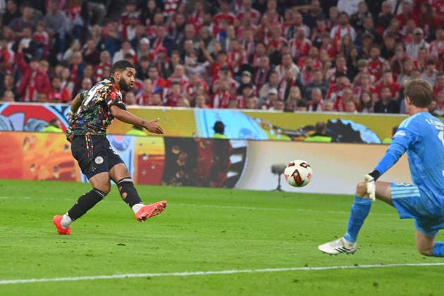 Goal by Ismael SAIBARI, Bayern Munich, 5-0; Action; Shot on goal; Soccer, Bundesliga Season 2026–2027, Matchday 4, Matchday 04, FC Bayern Munich 1 FC Union Berlin on September 18, 2026, Allianz Arena