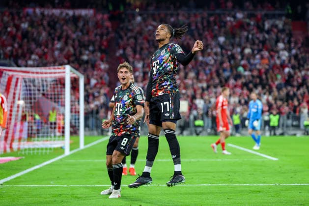 September 18, 2026, GER, Soccer, Men s, 1st Bundesliga, 2026–2027 Season, Matchday 4, FC Bayern Munich vs. 1. FC Union Berlin Goal Celebration: Cheers for the 7–0 goal by Michael Olise, FC Bayern Munich 17. DFB and DFL regulations prohibit any use of photographs as image sequences and or quasi-video. Munich, Allianz Arena, Bayern, Germany Copyright: xNordphoto Schneiderx