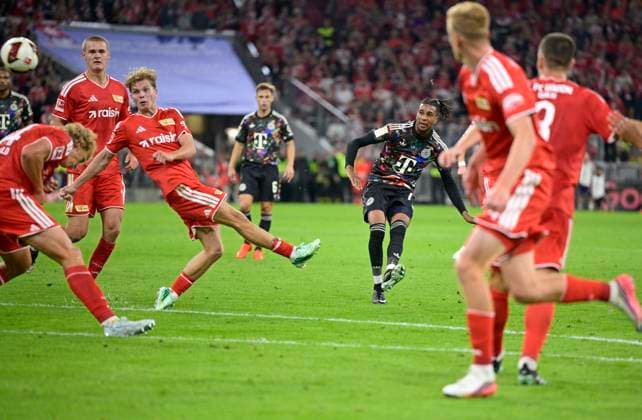September 18, 2026, 2026–2027 Bundesliga, Matchday 4, FC Bayern Munich vs. 1. FC Union Berlin, at the Allianz Arena in Munich, Michael Olise scores for FC Bayern Munich, making it 7–0