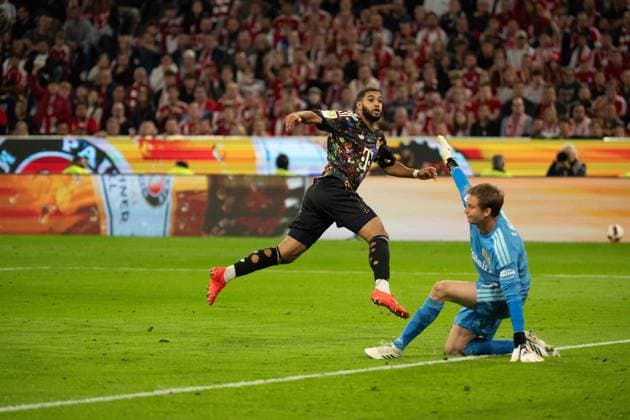 September 18, 2026: Soccer match between FC Bayern Munich and Union Berlin, Matchday 4 of the Bundesliga at the Allianz Arena in Munich. Shot on goal by Ismael Saibari of FC Bayern Munich, 34–5 0 IMPORTANT NOTICE: In accordance with DFL and DFB regulations, it is prohibited to use or allow the use of photographs taken in the stadium and or during the game in the form of sequential images and or video-like photo sequences. Copyright: xJamesxZabelx