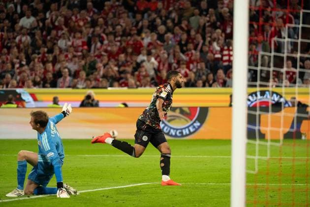 September 18, 2026: Soccer match between FC Bayern Munich and Union Berlin, Matchday 4 of the Bundesliga at the Allianz Arena in Munich. Ismael Saibari celebrates a goal for FC Bayern Munich, 34–5 0 IMPORTANT NOTICE: In accordance with DFL and DFB regulations, it is prohibited to use or allow the use of photographs taken in the stadium and or during the game in the form of sequential images and or video-like photo sequences. Copyright: xJamesxZabelx