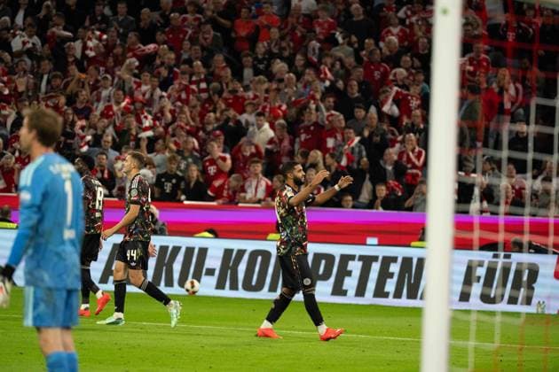 September 18, 2026: Soccer match between FC Bayern Munich and Union Berlin, Matchday 4 of the Bundesliga at the Allianz Arena in Munich. Ismael Saibari celebrates a goal for FC Bayern Munich, 34–5 0 IMPORTANT NOTICE: In accordance with DFL and DFB regulations, it is prohibited to use or allow the use of photographs taken in the stadium and or during the game in the form of sequential images and or video-like photo sequences. Copyright: xJamesxZabelx