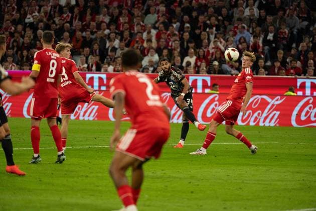 September 18, 2026: FC Bayern Munich vs. Union Berlin, Matchday 4 of the Bundesliga at the Allianz Arena in Munich. Shot on goal by Ismael Saibari, FC Bayern Munich, 34 IMPORTANT NOTICE: In accordance with the regulations of the DFL and the DFB, it is prohibited to use or allow the use of photographs taken in the stadium and or during the game in the form of sequential images and or video-like photo series. Copyright: xJamesxZabelx