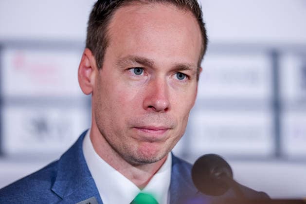 September 18, 2026, Ice Hockey, DEL, Kölner Haie vs. Grizzlys Wolfsburg, Matchday 1, 2026–27 Season, Lanxess Arena, Cologne; Head Coach Tyler Haskins of the Grizzlys Wolfsburg HC at the postgame press conference, North Rhine-Westphalia, Germany