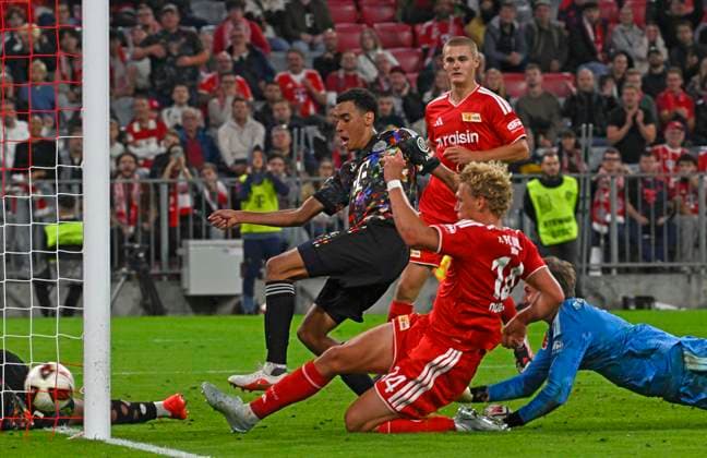 September 18, 2026, 2026–2027 Bundesliga, Matchday 4, FC Bayern Munich vs. 1. FC Union Berlin, at the Allianz Arena in Munich, Jamal Musiala (Bayern Munich) vs. Leopold Querfeld (Union Berlin)