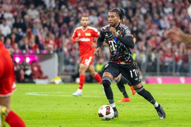 Michael Olise 17 FC Bayern Munich, FC Bayern Munich 1 FC Union Berlin, Bundesliga, Matchday 4, September 18, 2026. DFB regulations prohibit any use of photographs as image sequences and or quasi-video. Munich, Bayern, Germany Copyright: xkolbert-press UlrichxGamelx