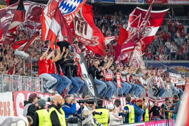 FC Bayern fans after the 7-0 match between FC Bayern Munich and 1. FC Union Berlin, Bundesliga, Matchday 4, September 18, 2026. DFB regulations prohibit any use of photographs as image sequences and or quasi-video. Munich, Bayern, Germany Copyright: xkolbert-press UlrichxGamelx