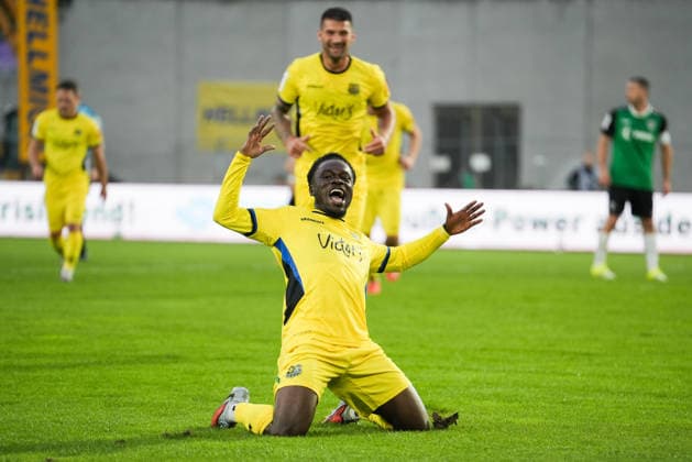 Germany 3rd Division 2026–2027, Matchday 6: SC Preußen Münster vs. 1 FC Saarbrücken, Wednesday, September 16, 2026, LVM Preußenstadion, Münster, North Rhine-Westphalia, Germany; Goal celebration, joy, excitement; Goal to make it 0–2 by Kelsey Owusu, 1 FC Saarbrücken, 31 Copyright: xMerlexKölkingx