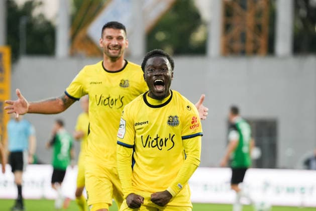 Germany 3rd Division 2026–2027, Matchday 6: SC Preußen Münster vs. 1 FC Saarbrücken, Wednesday, September 16, 2026, LVM Preußenstadion, Münster, North Rhine-Westphalia, Germany; Goal celebration, joy, excitement; Goal to make it 0–2 by Kelsey Owusu, 1 FC Saarbrücken, 31 Copyright: xMerlexKölkingx