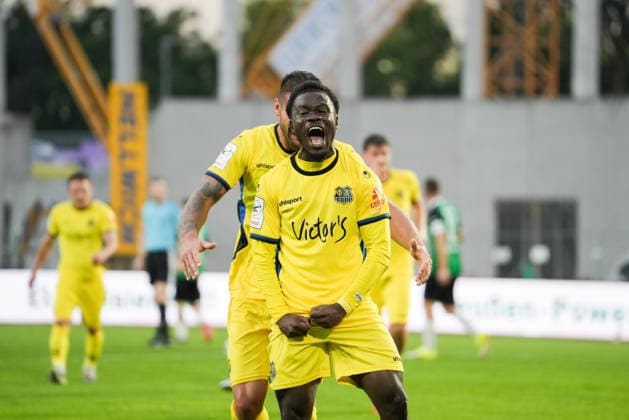 Germany 3rd Division 2026–2027, Matchday 6: SC Preußen Münster vs. 1 FC Saarbrücken, Wednesday, September 16, 2026, LVM Preußenstadion, Münster, North Rhine-Westphalia, Germany; Goal celebration, joy, excitement; Goal to make it 0–2 by Kelsey Owusu, 1 FC Saarbrücken, 31 Copyright: xMerlexKölkingx