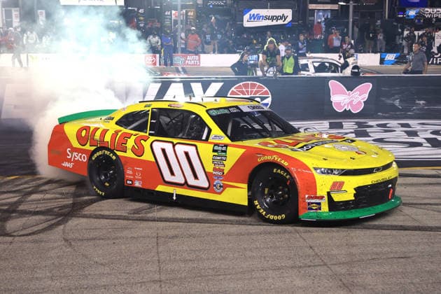 BRISTOL, TN - SEPTEMBER 18: Sheldon Creed ( 00 Haas Factory Team Ollie s Chevrolet) celebrates after winning the NASCAR, Motorsport, USA O Reilly Auto Parts Series Food City 300 on September 18, 2026 at Bristol Motor Speedway in Bristol, TN. (Photo by Jeff Robinson Icon Sportswire) AUTO: SEP 18 NASCAR O™Reilly Auto Parts Series Food City 300 EDITORIAL USE ONLY Icon2609185014300